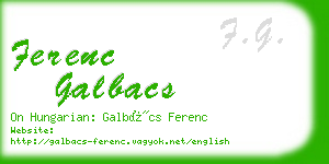 ferenc galbacs business card